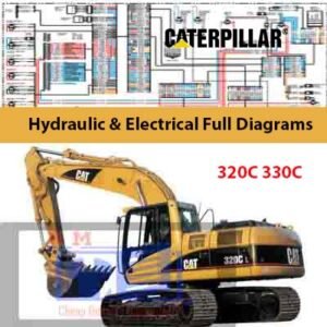 Hydraulic and electrical full diagrams for Caterpillar 320C and 330C excavators, providing essential technical information