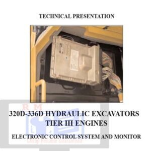 Caterpillar 320D and 336D excavators showcased in an electrical system service training workshop