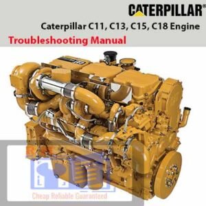 Caterpillar C11, C13, C15, C18 engine troubleshooting manual cover featuring detailed diagrams and troubleshooting tips