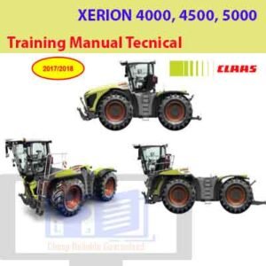 Training manual for Claas XERION 4000, 4500, 5000, featuring the tractor and important operational instructions