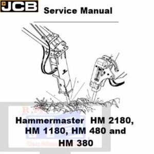 JCB Hammermaster service repair manual for models HM 2180, HM 1180, HM 480, and HM 380, detailing maintenance procedures