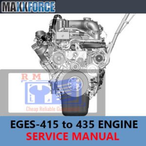 MaxxForce EGES-415 to 435 Engine Service Manual, displaying a detailed cover with engine graphics and maintenance guidelines