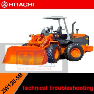 Hitachi ZW120-5B Wheel Loader Technical Manual cover, highlighting troubleshooting information and diagrams
