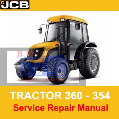 JCB Tractor 354 and 360 service repair manual cover featuring technical illustrations and detailed instructions