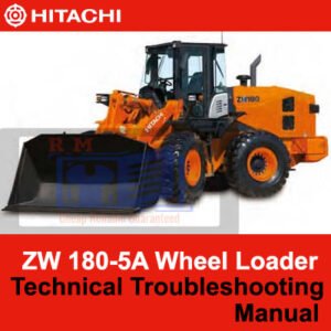 Technical troubleshooting manual for Hitachi ZW 180-5A Wheel Loader, showcasing essential repair and maintenance information
