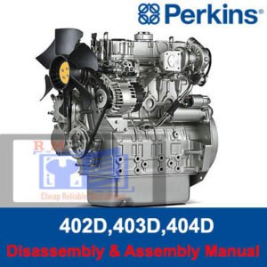 Perkins 402D, 403D, 404D Disassembly and Assembly Manual cover featuring engine diagrams and technical specifications