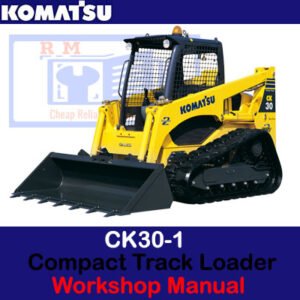Komatsu CK30-1 workshop manual cover displaying the compact track loader and essential operational details