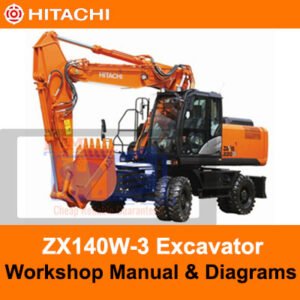 Hitachi ZX140W-3 Wheel Excavator workshop manual displaying diagrams and instructions for effective maintenance and troubleshooting