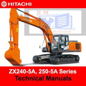 Hitachi ZX240-5A and 250-5A series technical manuals, providing essential information for operation and maintenance
