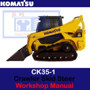 Workshop manual for the Komatsu CK35-1 Crawler Skid Steer Loader, displaying the model name and technical details