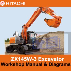 Hitachi ZX145W-3 Wheel Excavator workshop manual displaying detailed diagrams for maintenance and troubleshooting procedures