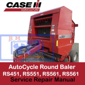 Repair manual for Case RS451, RS551, RS561, and RS561 AutoCycle Round Balers, detailing service procedures