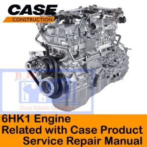 Case product service repair manual for Isuzu 6HK1 engine, featuring a detailed cover with illustrations and repair tips