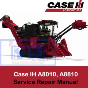 Service manual cover for Case IH A8010 and A8810 sugar cane harvesters, including repair procedures and visual aids