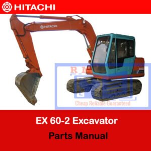 Hitachi EX60-2 Excavator Parts Manual cover featuring detailed diagrams and parts listings for maintenance and repair