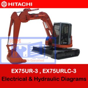 Hitachi EX75UR-3 and EX75URLC-3 electrical and hydraulic diagrams, providing a visual guide to their operational systems