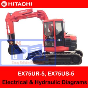Diagrams illustrating the electrical and hydraulic systems of Hitachi EX75UR-5 and EX75US-5 excavators for technical reference