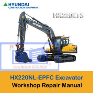 Hyundai HX235LCRT3 Excavator workshop manual cover featuring the model name and technical illustrations