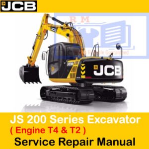 JCB JS 200 Series Excavator Service Repair Manual, displaying technical details and repair guidelines for the excavator