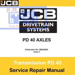 JCB PD40 AXLES Drivetrain Service Repair Manual cover, highlighting technical details and service procedures for drivetrain maintenance