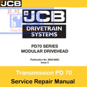 Service repair manual for JCB PD70 Series Axle, showcasing modular drivehead details and maintenance instructions