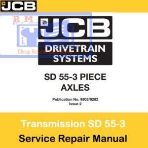 Service repair manual for JCB Drivetrain SD 55-3 Piece Axles, showcasing diagrams and maintenance guidelines