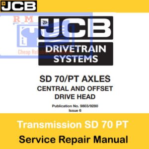 JCB SD 70 PT Axles Drivetrain Service Repair Manual cover featuring technical illustrations and detailed service information