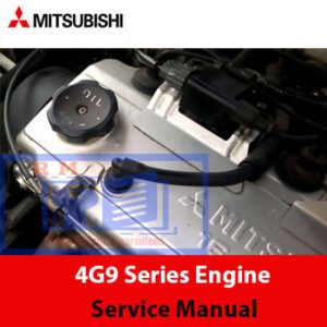 Mitsubishi 4G9 Series Engine Service Manual with a detailed cover image highlighting engine components and service instructions