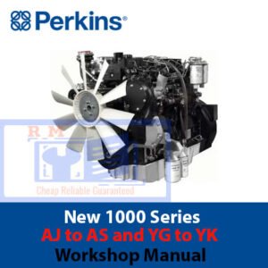 Perkins New 1000 Series Workshop Manual, displaying a detailed cover with illustrations for engine servicing and repair