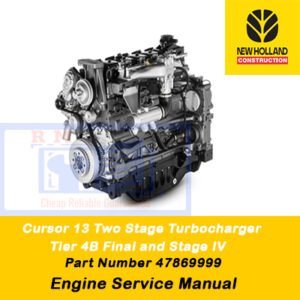 Service manual for New Holland Cursor 13 Two Stage Turbocharger Stage IV Engine, showcasing detailed diagrams and instructions