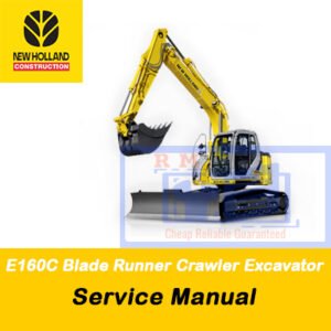 New Holland E160C Blade Runner Crawler Excavator service manual, displaying the model name and important service guidelines