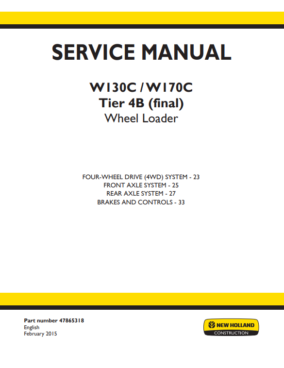New Holland W130C, New Holland W170C Wheel Loader Service Manual - Image 2