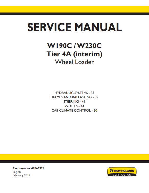 New Holland W190C, New Holland W230C Wheel Loader Service Manual - Image 2