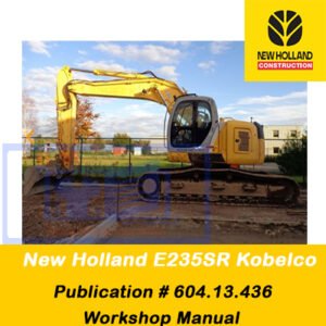 Workshop manual for New Holland E235SR Excavator, showcasing detailed diagrams and instructions for repairs and maintenance