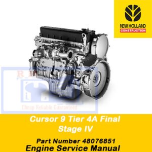 Technical manual for New Holland Cursor 9 Stage IV Engine, featuring service procedures and detailed illustrations