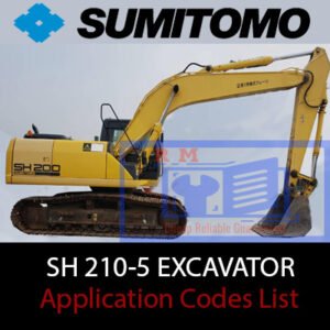 Comprehensive list of application codes for the Sumitomo SH210-5, highlighting its various operational capabilities