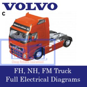 Detailed electrical schematics for Volvo FH, NH, and FM trucks, showing connections and component arrangements