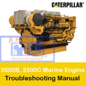 Cover of the Caterpillar 3500B/C marine engine troubleshooting manual, displaying technical illustrations for engine maintenance