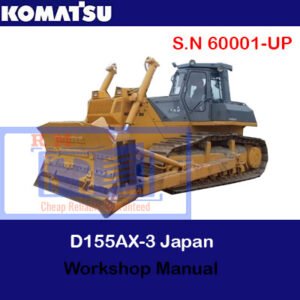Komatsu D155A-6 bulldozer workshop manual cover featuring technical illustrations and specifications for maintenance and repair