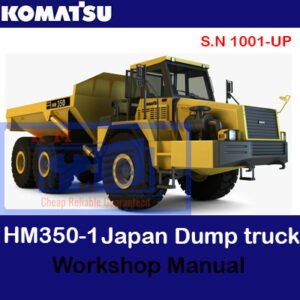 Komatsu HM350-1 Japan Dump Truck Workshop Manual cover featuring the truck and technical illustrations