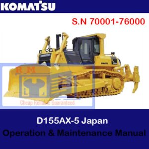 Operation and maintenance manual for the Komatsu D155AX-5 bulldozer, showcasing essential guidelines and specifications