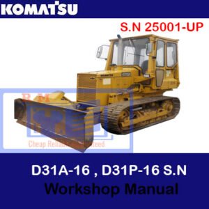Cover of the Komatsu D31A-16 and D31P-16 workshop repair manual, highlighting essential maintenance and repair information