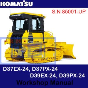 Manual cover for Komatsu D37EX-24, D37PX-24, D39EX-24, and D39PX-24, outlining operational and maintenance instructions