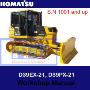 Komatsu D39EX-21 and D39PX-21 workshop repair manual, showcasing detailed diagrams and repair instructions for maintenance