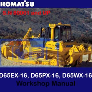 Manual for Komatsu D65EX-16, D65PX-16, and D65WX-16 bulldozers, providing essential information for maintenance and repairs