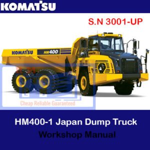 Komatsu HM400-3 dump truck workshop manual, displaying essential maintenance information and technical illustrations