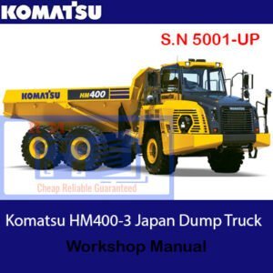 Komatsu HM400-3 dump truck workshop manual, displaying essential maintenance information and technical illustrations