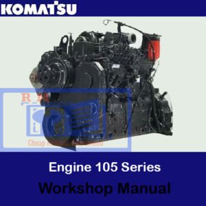 Komatsu 105 Engine Series Workshop Manual, displaying a detailed cover with illustrations and essential maintenance information