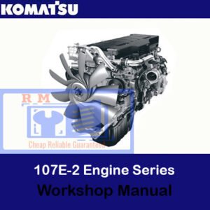 Komatsu 107E-2 Engine Series Workshop Manual with a detailed cover image, highlighting engine parts and repair instructions