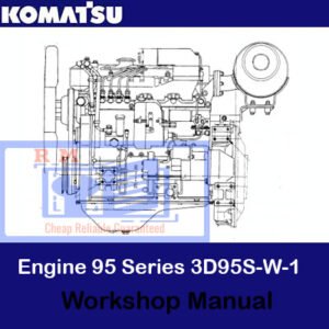 Komatsu 95 Engine Series Workshop Manual, displaying a detailed cover with illustrations and essential maintenance information